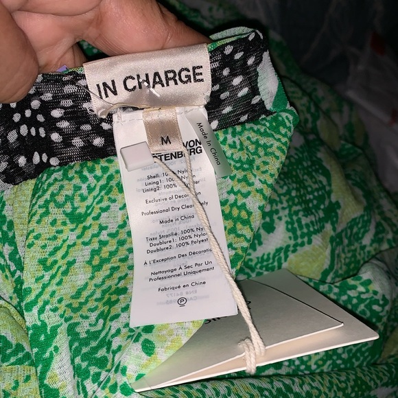 DIANE VON FURSTENBERG Green and Black Reversible Mesh Wrap 👗 Drew dress - Picture 8 of 8